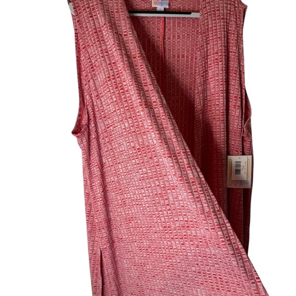 NWT Lularoe Joy Red Ribbed Knit Sleeveless Longline Duster Cardigan vest wmns XL - Picture 4 of 11